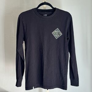 Salty Crew Men’s Black Cotton Long Sleeve Choppy Tippet Fill Premium Tee, Small